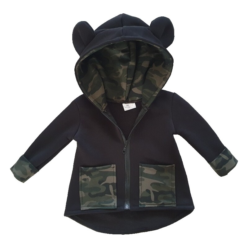ZuMa Style Chlapčenská prechodná bunda čierna so vzorom CAMO - 80, Čierna
