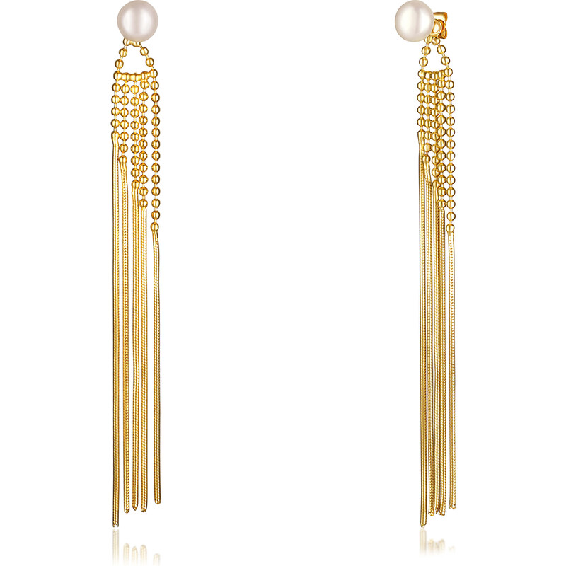 JwL Luxury Pearls Dlhé pozlátené náušnice 2v1 s pravými perlami JL0654 66587464