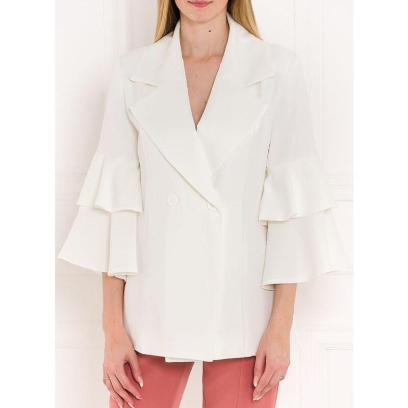 Glamorous by Glam Dámske sako s volánovými rukávmi - biela 22419761