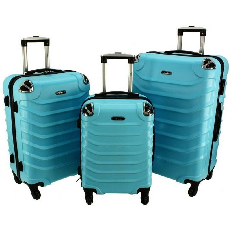Rogal Svetlotyrkysová sada 3 plastových kufrov "Premium" - veľ. M, L, XL