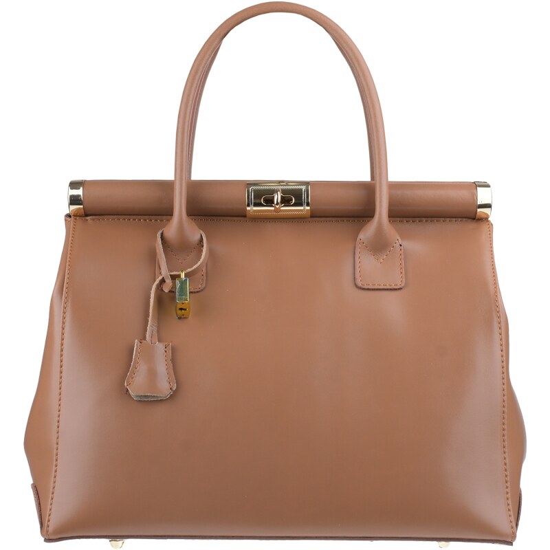 Béžová kožená talianska kabelka Laureta Taupe Chiaro Lisciare 14661717