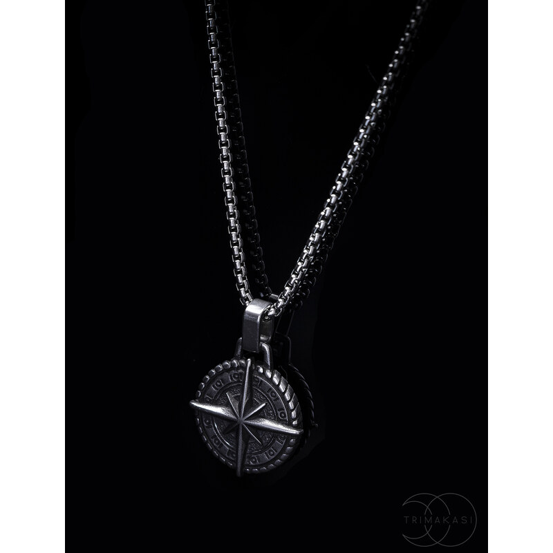 Kompas náhrdelník pre mužov Trimakasi