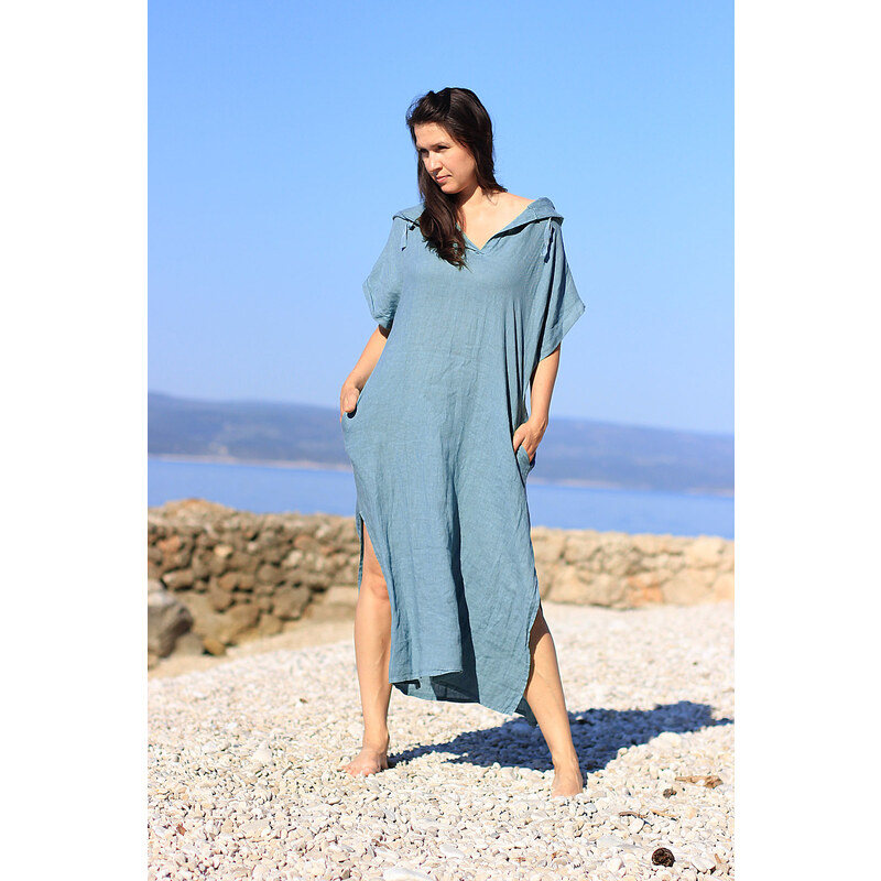 Glara Dámske dlhé oversized lanové šaty 42158850