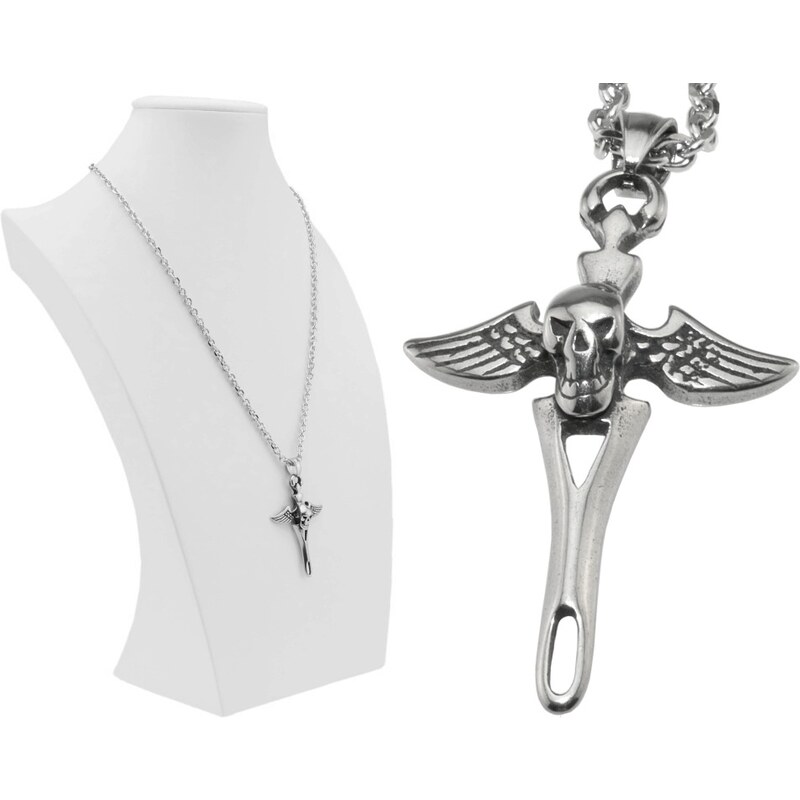 CITY STORM Oceľová pánska retiazka s príveskom kríž s lebkou a 66888966