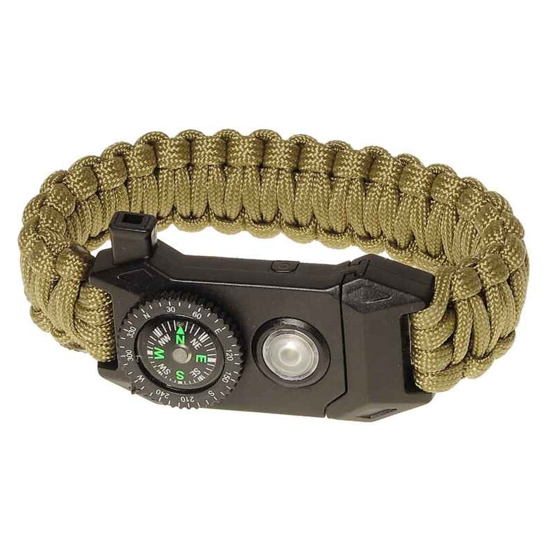 Paracord náramok s kompasom a svetlom oliva 16959388