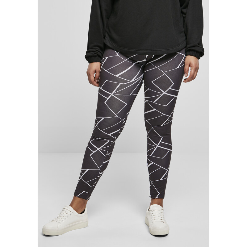 Urban Classics Womens AOP Geometric Black Leggings 50682978