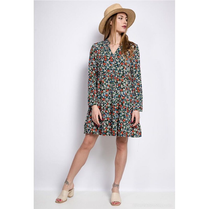 Kvetinové modré tunikové šaty 22577412