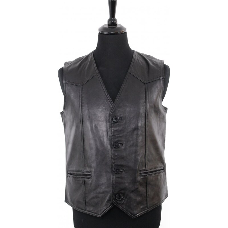 MAX Pánska kožená vesta Freddy čierna 40783852