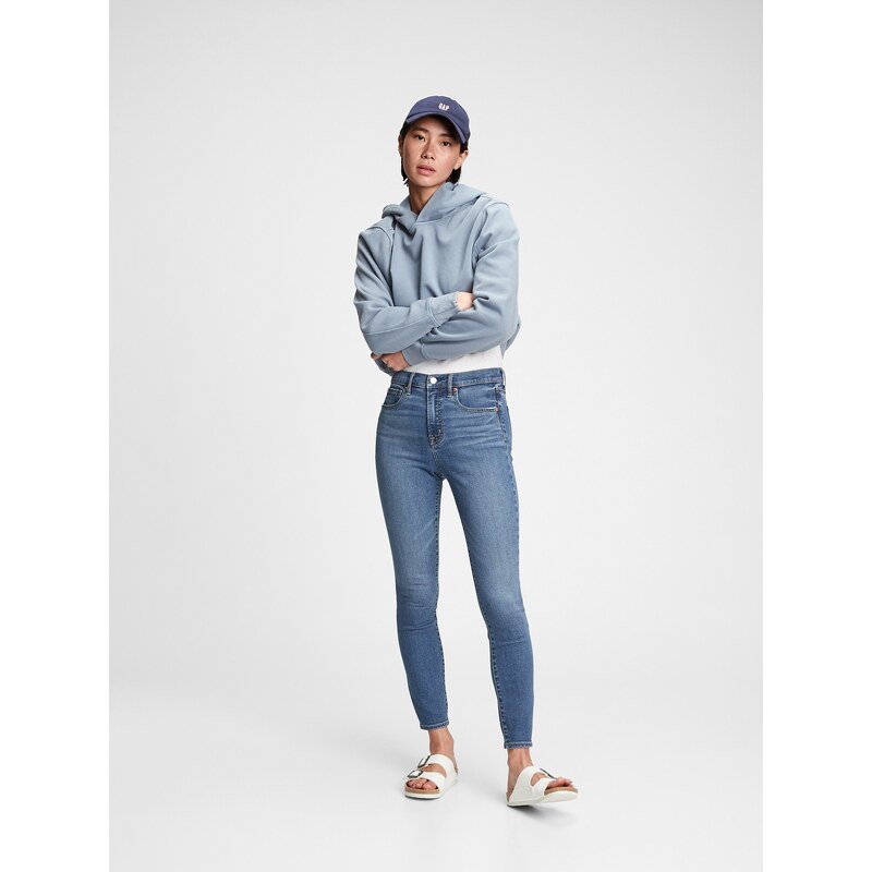 GAP Džínsy high rise true skinny with secret smoothing pockets Modrá 64769098