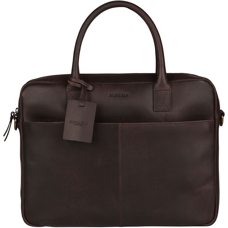 Kožená taška na notebook Burkely Jacko - tmavo hnedá 22676173