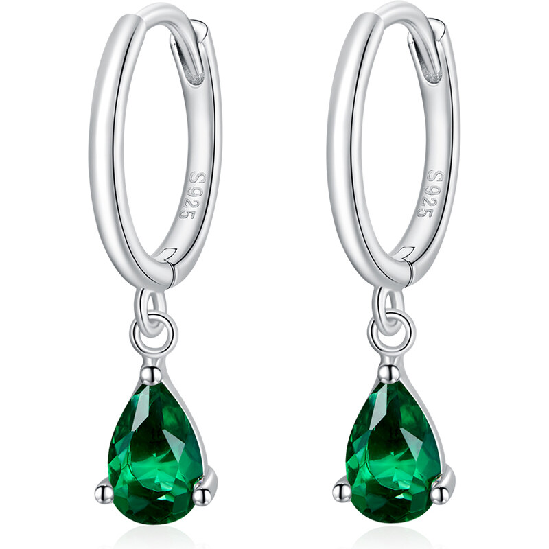 Olivie Strieborné krúžky ZELENÁ KVAPKA 5016 22717871