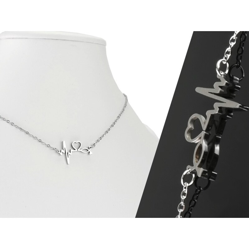 CITY STORM Dámska retiazka s príveskom srdiečko a pulz z ocele v 66888681