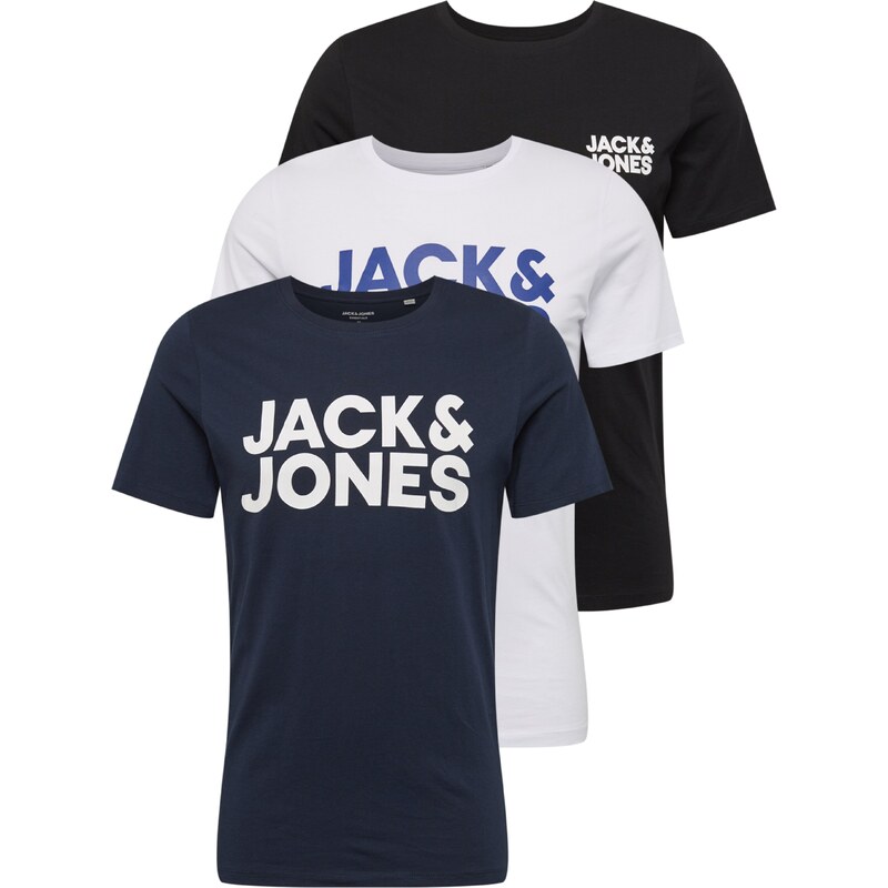 JACK & JONES Tričko JJECorp námornícka modrá / enciánová / čierna / 25318418