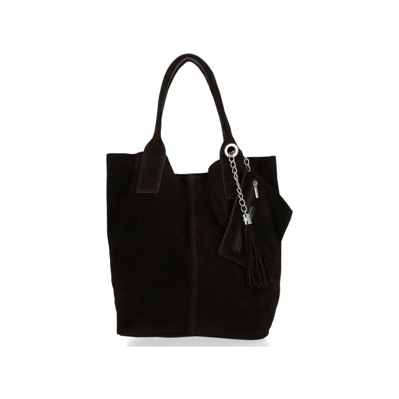 Kožené kabelka shopper bag Genuine Leather čokoládová 801 65619044