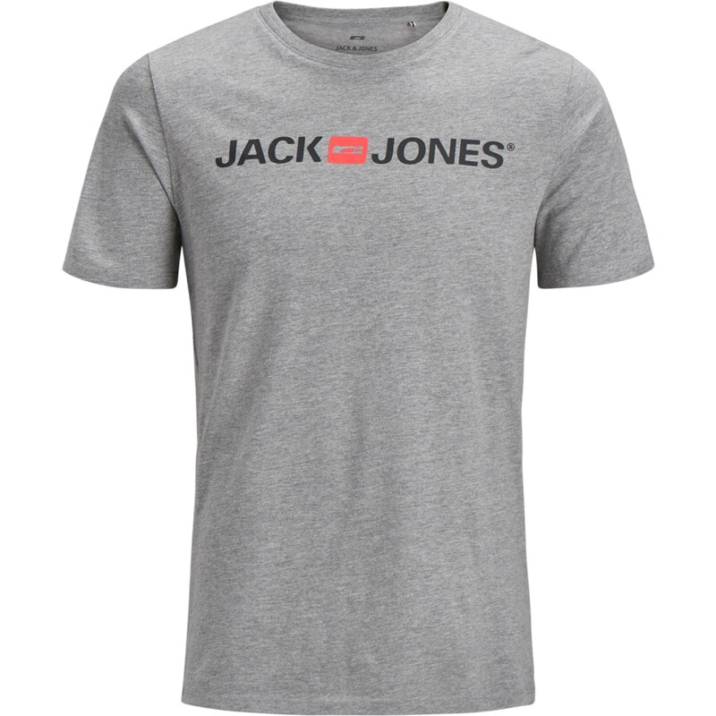 JACK & JONES Tričko Essentials sivá melírovaná / pastelovo červená / 18973315
