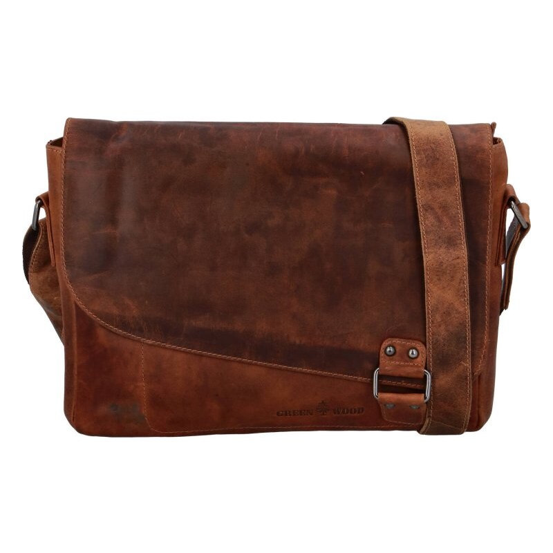 Greenwood Kožená taška cez rameno UNI IGGY hnedá melír 65003484