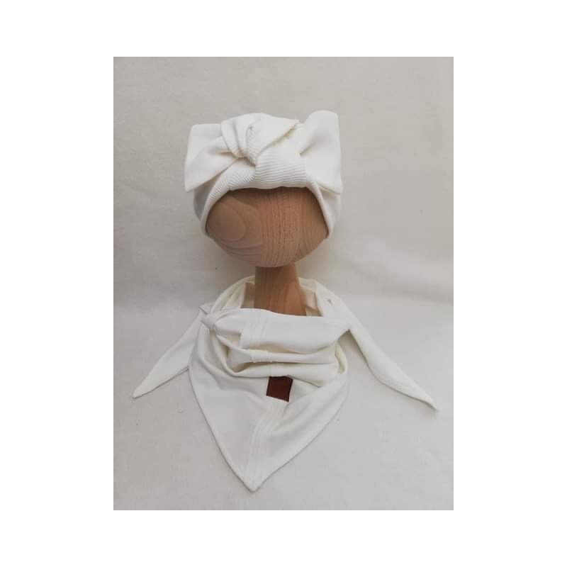 ZuMa Style Detská čiapka a šatka - dievčenský set bielej farby - 3-8rokov, Biela