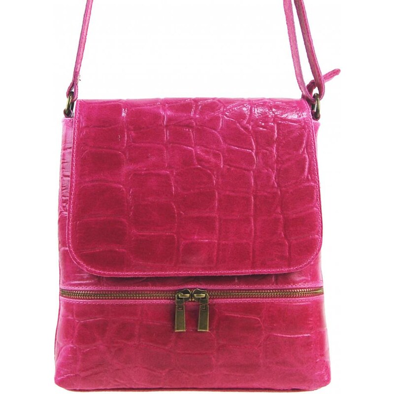 BORSE IN PELLE Kožená dámska crossbody kabelka v kroko dizajne 22884612