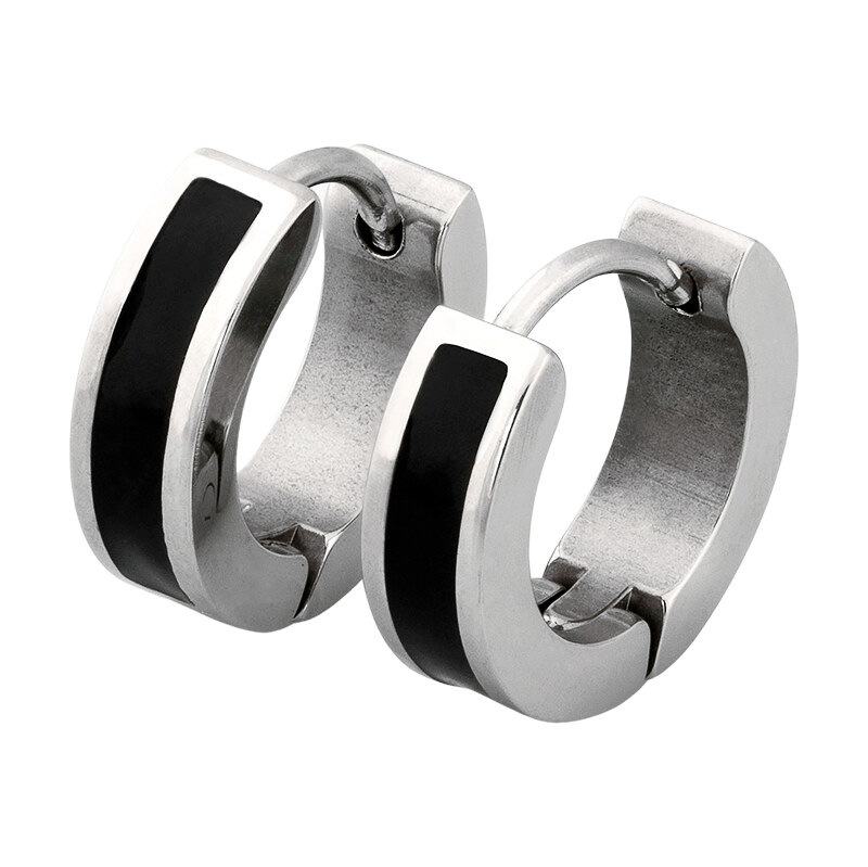 Sams Artisans Náušnice Čierna línia kruhy Chirurgická oceľ INM005 64495488