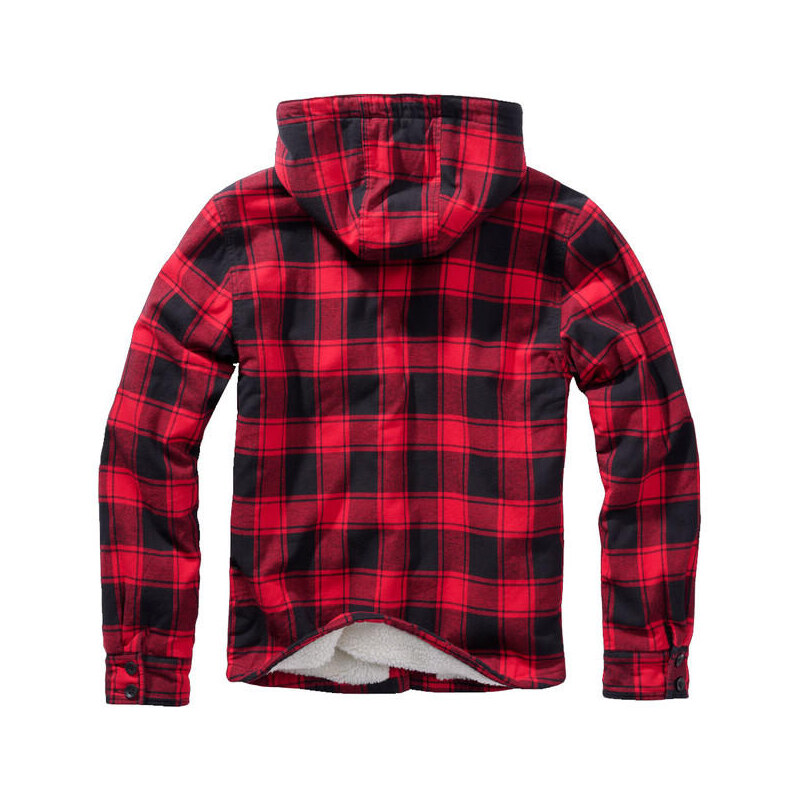 Brandit Lumberjacket bunda s kapucňou, červeno-čierna