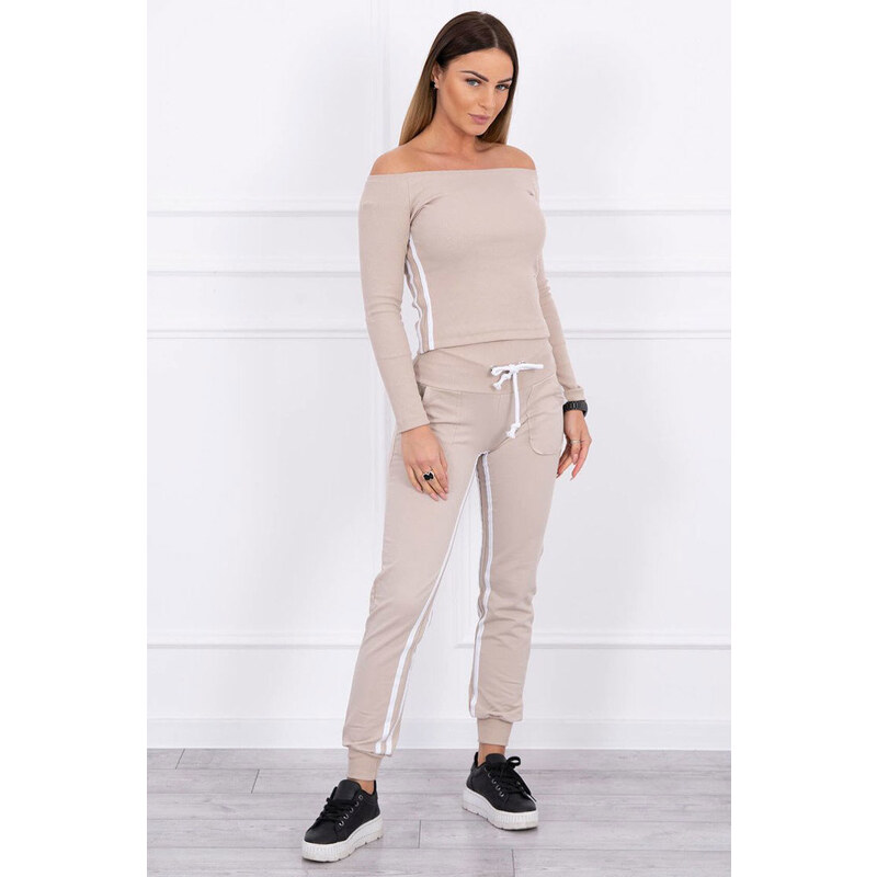 Glara Bavlnená tepláková súprava s pruhmi 26682359