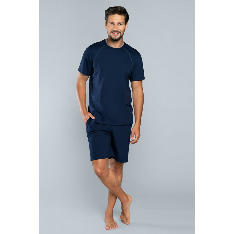 Italian Fashion Pánske bavlnené pyžamo krátke Niko tmavomodré, Farba 23052911