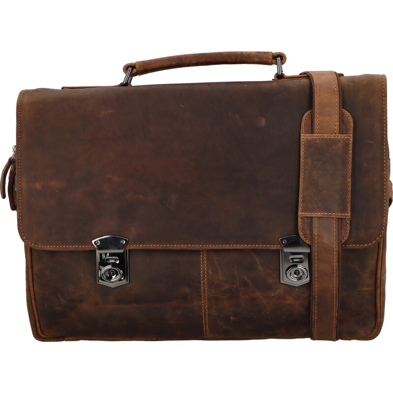 Pánska kožená aktovka khaki - Greenwood Heppy Khaki 16377125