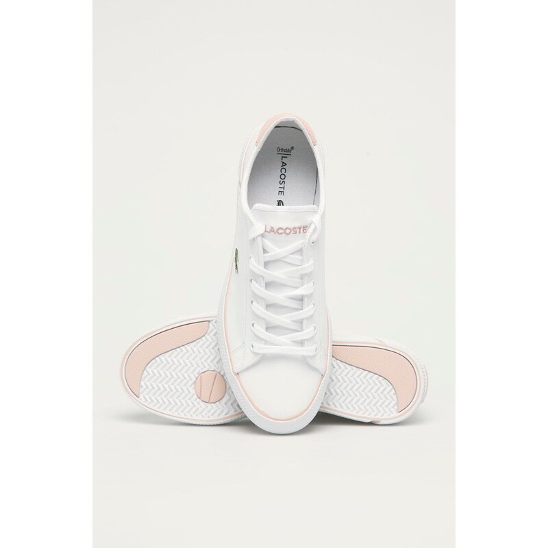 Kožená obuv Lacoste biela farba