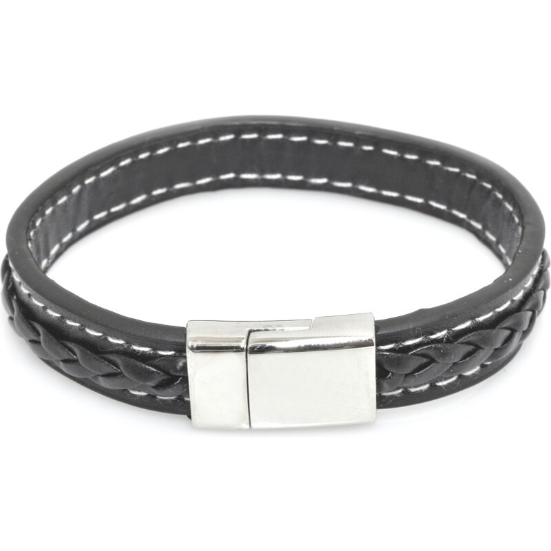 CITY STORM Pánsky náramok z ekokože čierny s magnetickým zapínaním 66889090