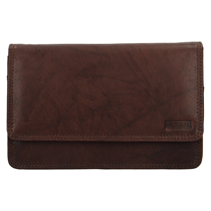 Lagen Pánska kožená etue (dokladovka) E-22035 hnedá 68324326