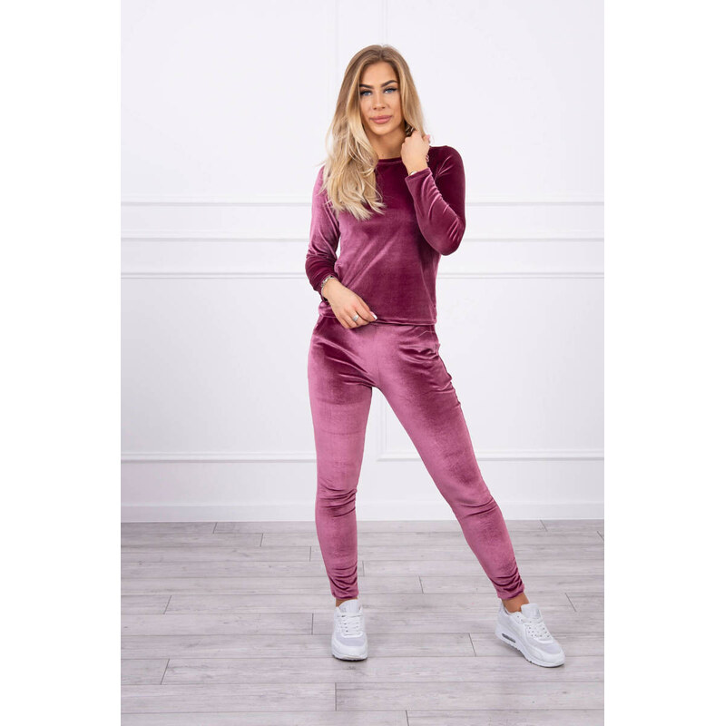 MladaModa Velúrová tepláková súprava s nariasením vzadu model 9246 66338082