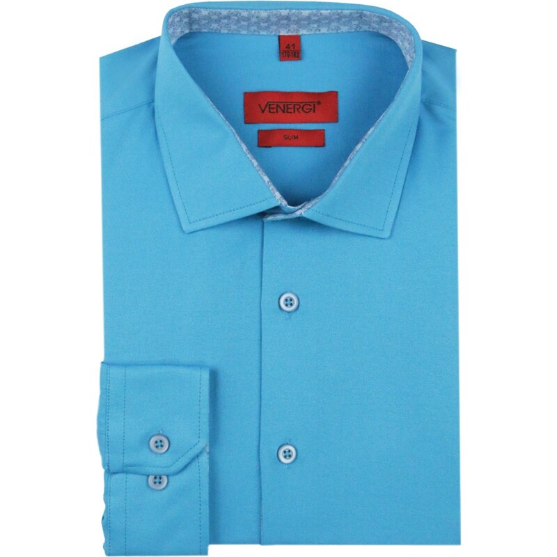 Venergi Modrá pánska košeľa 176/182 cm štandard Slim 38