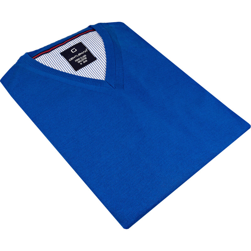 Pánsky bavlnený pulóver modrej farby
