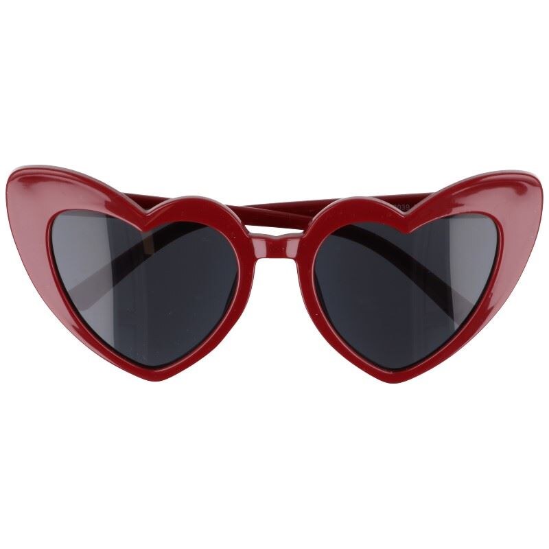 Sunmania Tmavočervené dámske srdiečkové okuliare Heart 62219310