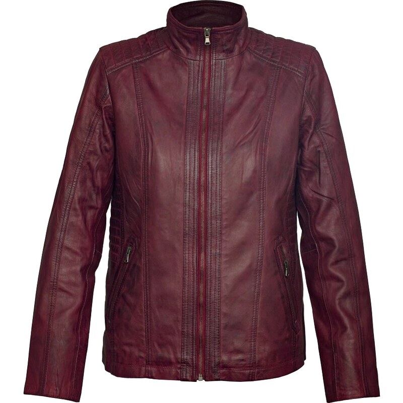 MAX Dámska kožená bunda Goldie - bordó 23463365