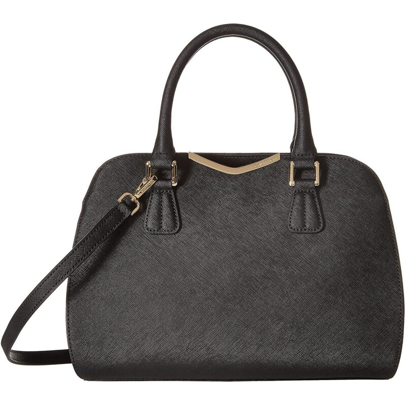 Calvin Klein On My Corner Saffiano Leather Satchel Black Gold 25939692