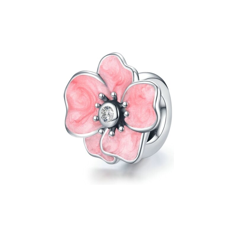 Emporial strieborný prívesok Rozkvitnutý glazúrovaný kvet 56243985