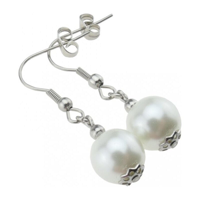 CITY STORM Dámske náušnice visiace z ocele s korálkou - béžové 66853552