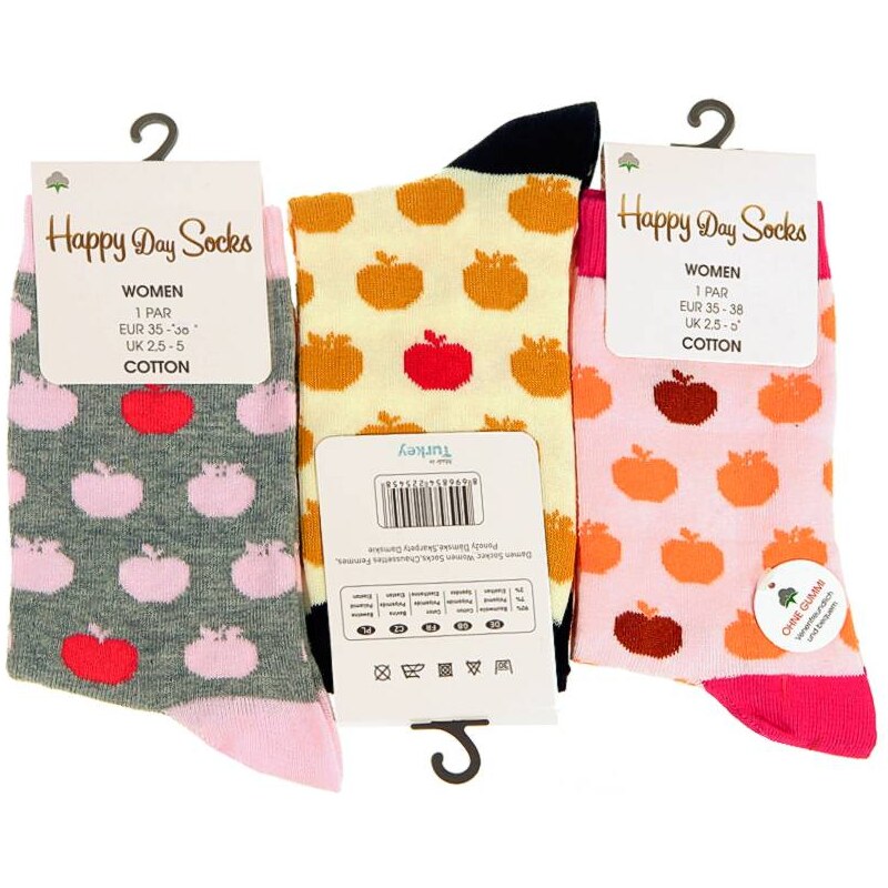 Veselé ponožky Jablko dámske 3páry 23412955