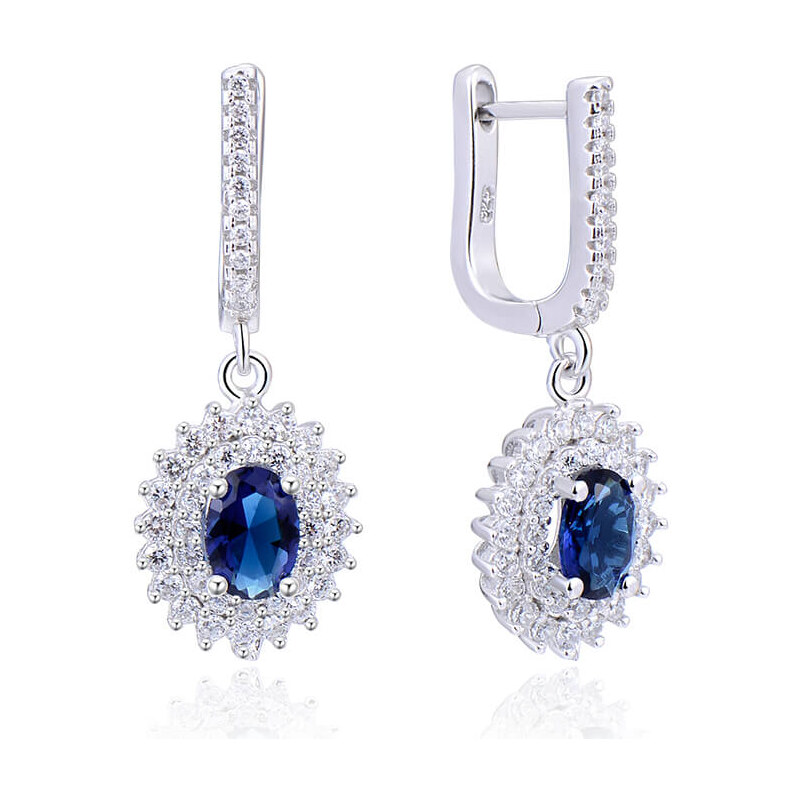 Beneto Oslňujúci strieborné náušnice s modrými zirkónmi AGUC2247 66585469