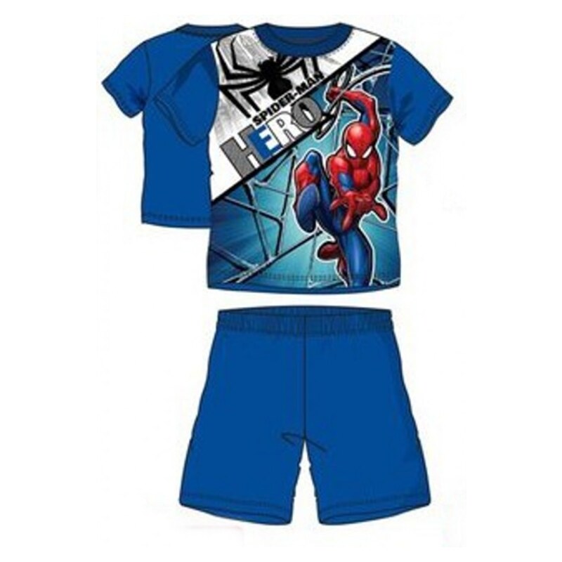 Sun City Chlapčenské / detské bavlnené letné pyžamo Spiderman HERO - modré