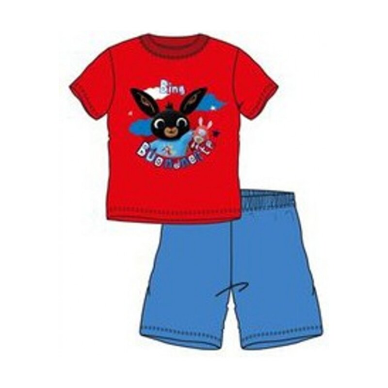 Sun City Chlapčenské / detské letné bavlnené pyžamo zajačik Bing - červené
