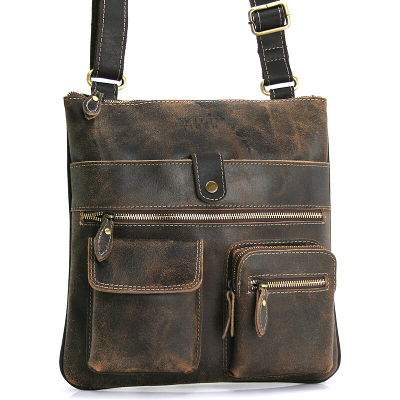 Wild Tiger Univerzálna kožená taška Wild postman, hnedá 66420725