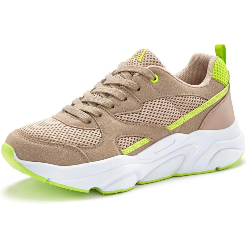 LASCANA Nízke tenisky béžová / neónovo zelená 54224765