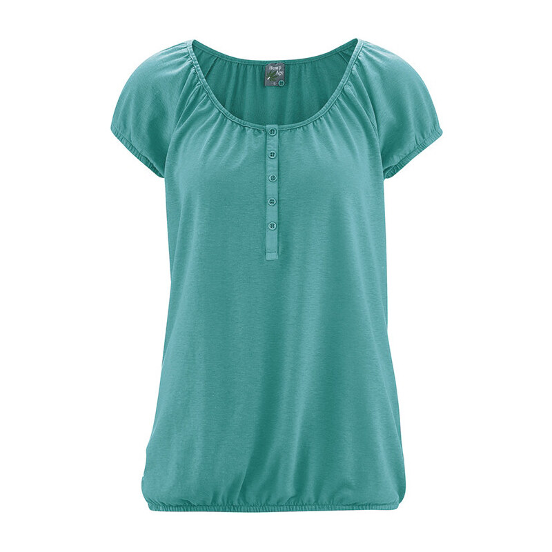 Glara Konopné dámske triko s gombíkmi 31423043