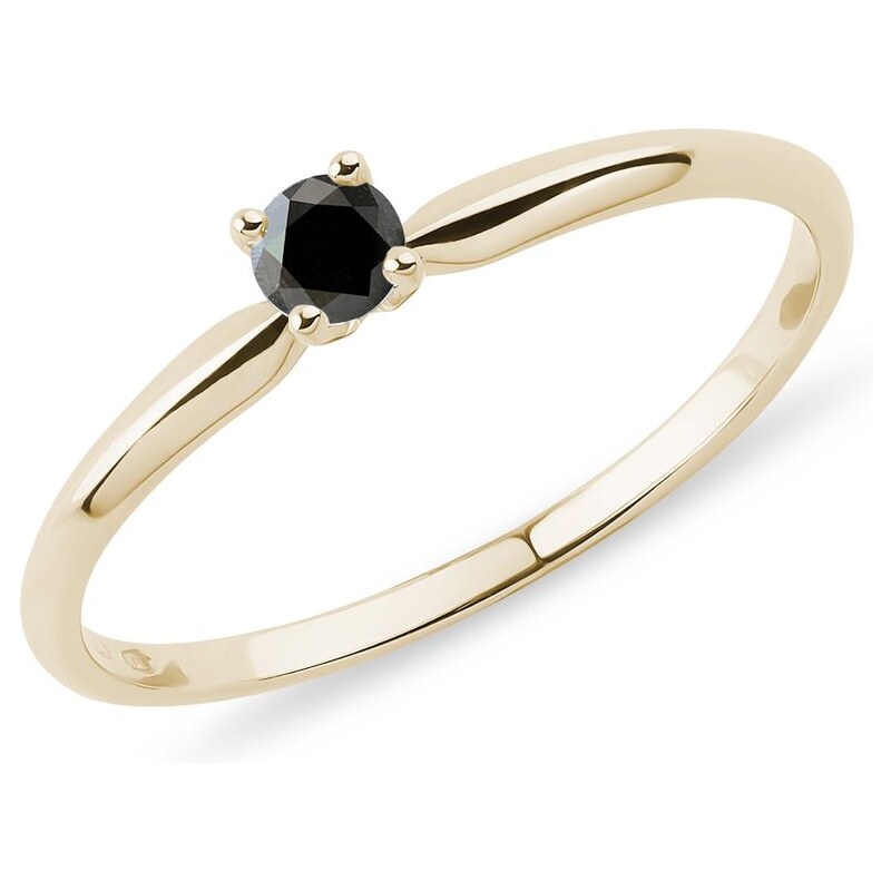 Zásnubný prsteň zo žltého zlata s čiernym diamantom KLENOTA K0300053