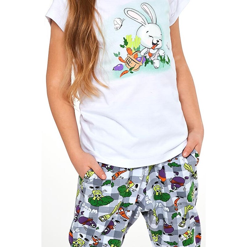 Cornette Dievčenské pyžamo krátke bavlnené 3/4 Bunny 487/84 (2-14 rokov)-92, Farba biela