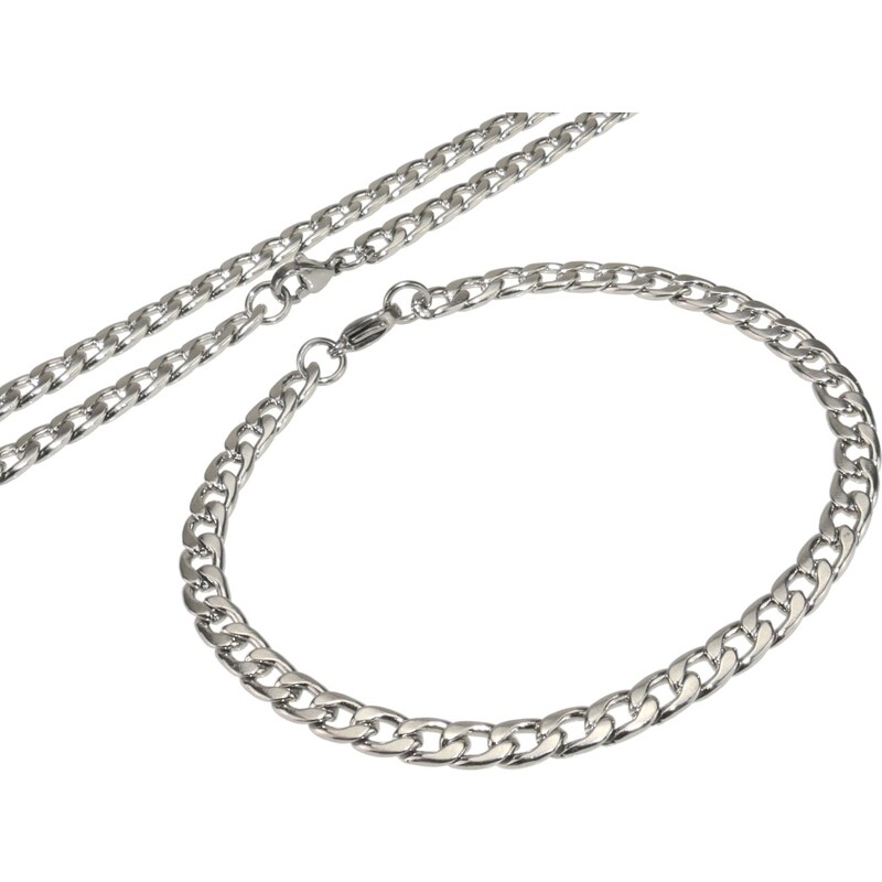 CITY STORM Oceľový set retiazka a náramok v striebornej farbe Pancier 66889014