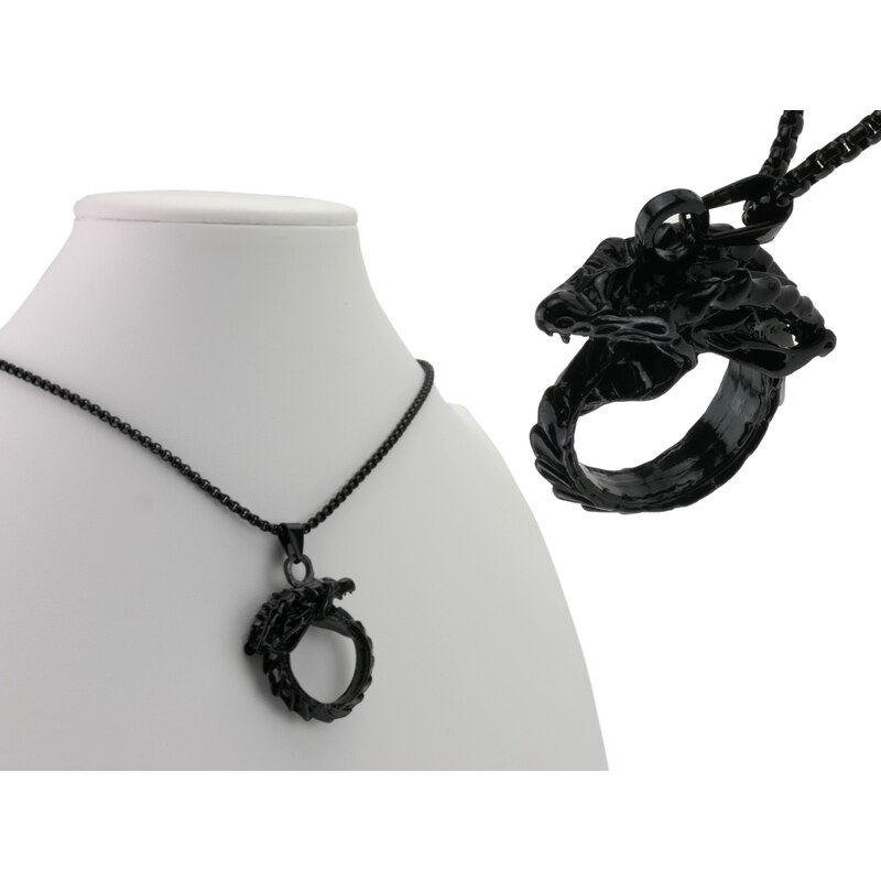 CITY STORM Pánska retiazka s okrúhlym príveskom draka z ocele v 66889028