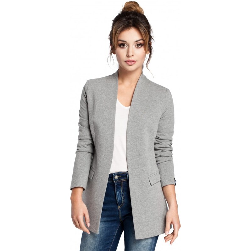 BeWear B030 Pletená bunda bez goliera - sivá 24595300